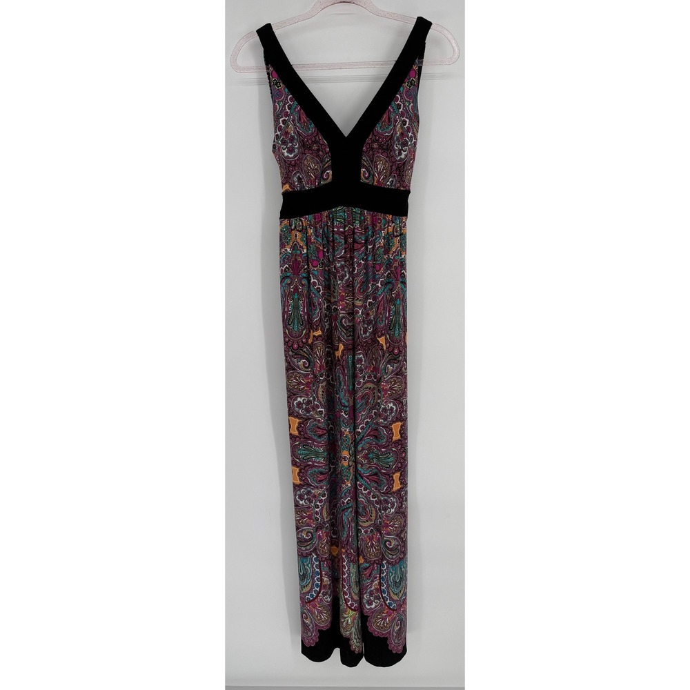 ECI New York Womens Paisley Maxi Dress Sleeveless V-Neck Empire Waist Multi Sz 2